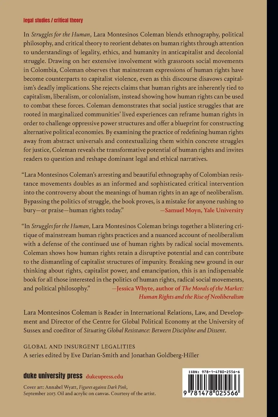 Rückseite: 9781478025566 | Struggles for the Human | Violent Legality and the Politics of Rights