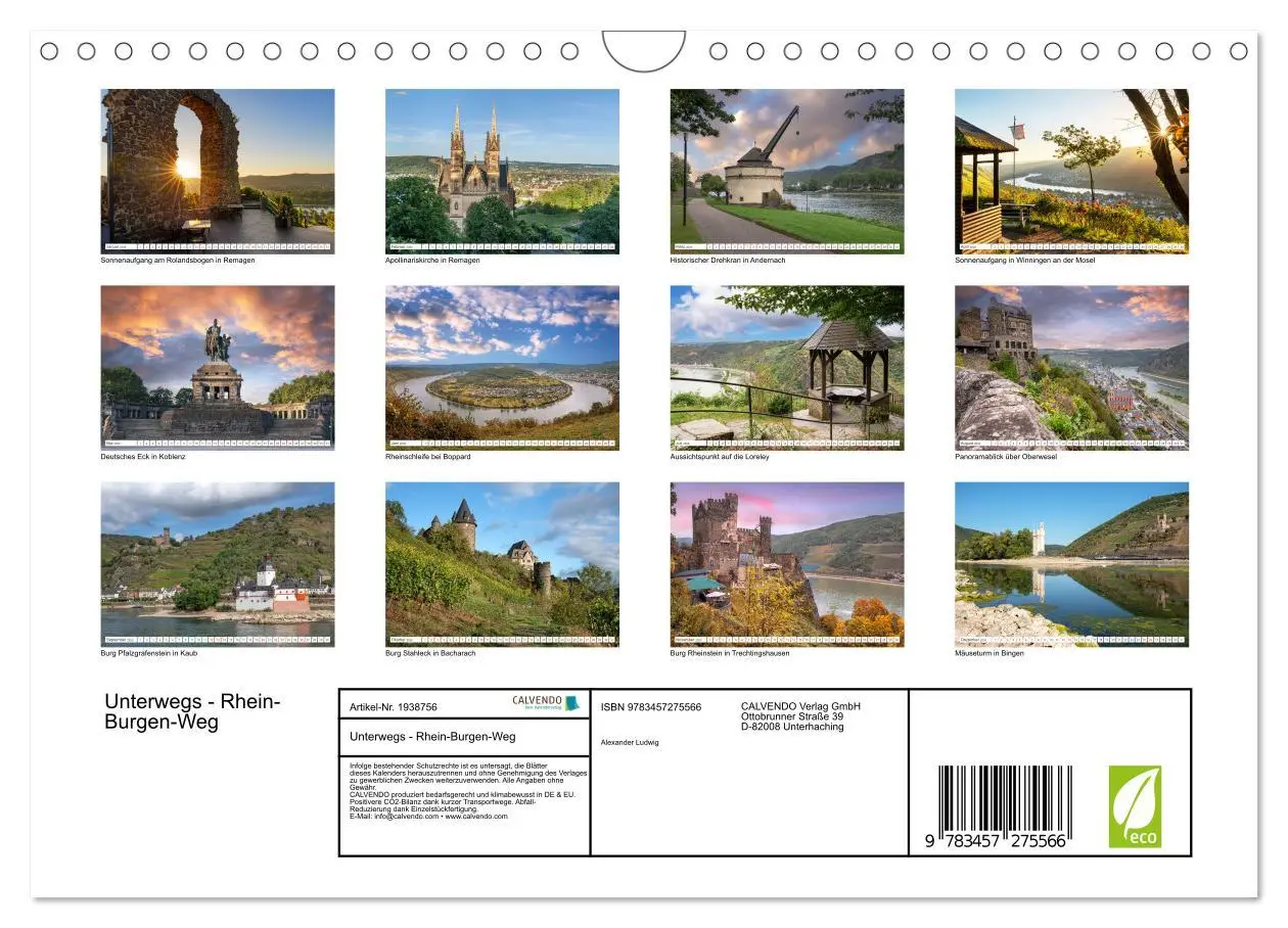 Bild: 9783457275566 | Unterwegs - Rhein-Burgen-Weg (Wandkalender 2026 DIN A4 quer),...