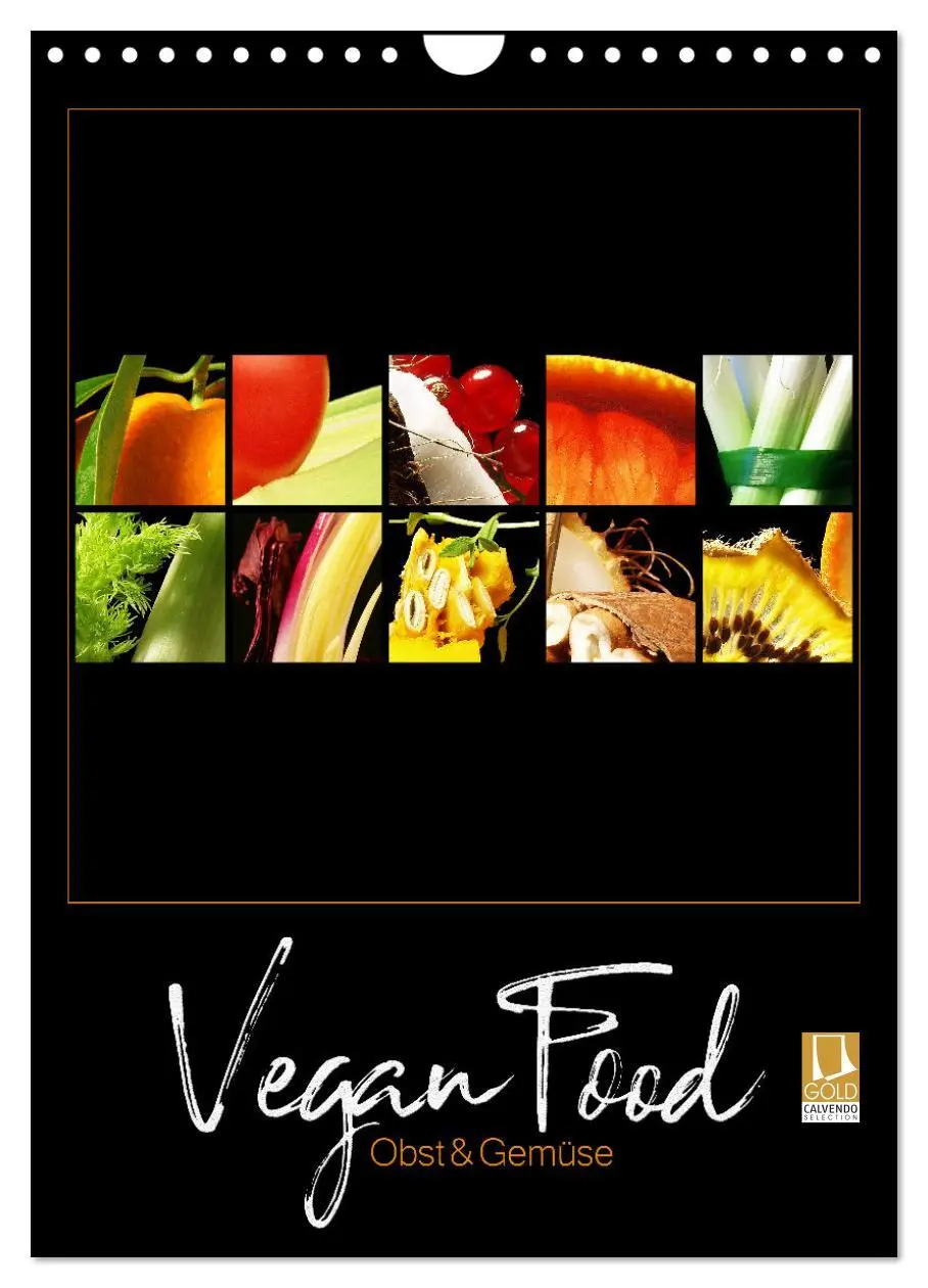Cover: 9783516365566 | Vegan Food Kalender - Obst und Gemüse auf Schwarz (Wandkalender...