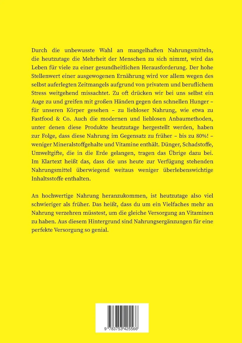 Rückseite: 9783753425566 | Die 11 wichtigsten Nahrungsergänzungsmittel | Walter Baumgartner
