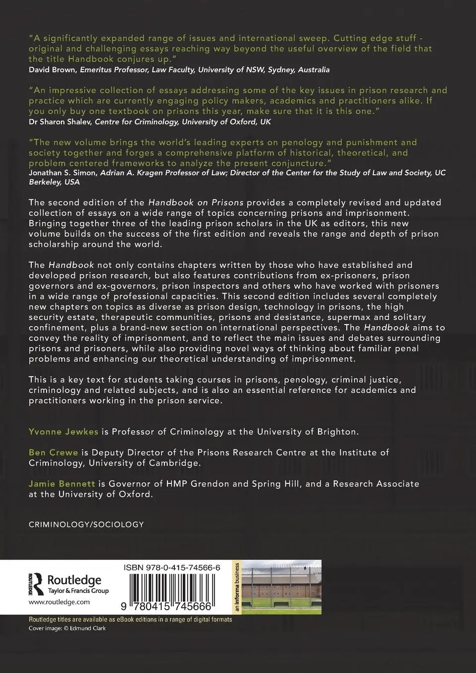 Rückseite: 9780415745666 | Handbook on Prisons | Yvonne Jewkes (u. a.) | Taschenbuch | Englisch