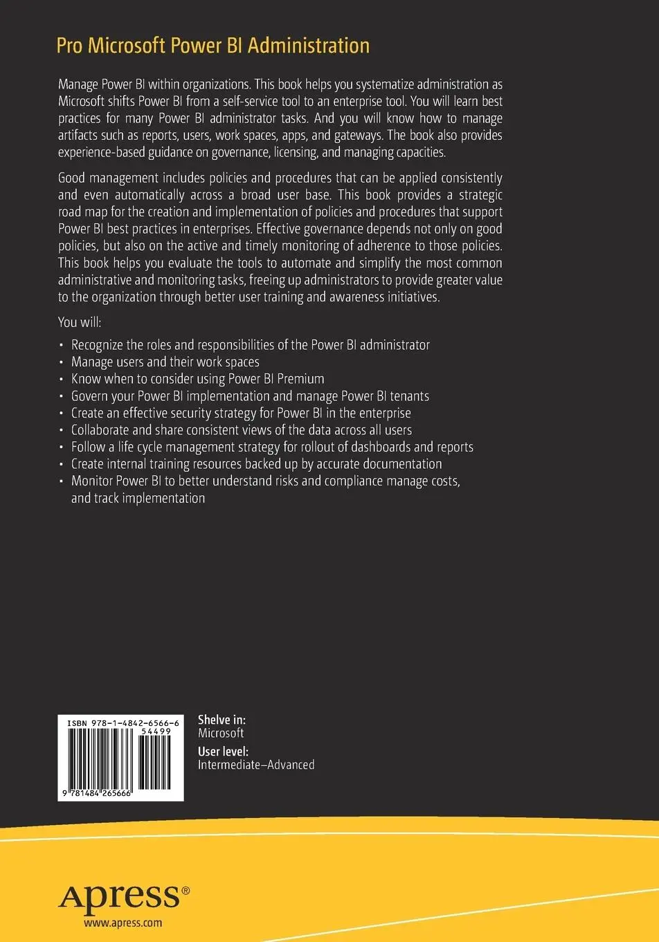 Rückseite: 9781484265666 | Pro Microsoft Power BI Administration | Michael Johnson (u. a.) | Buch