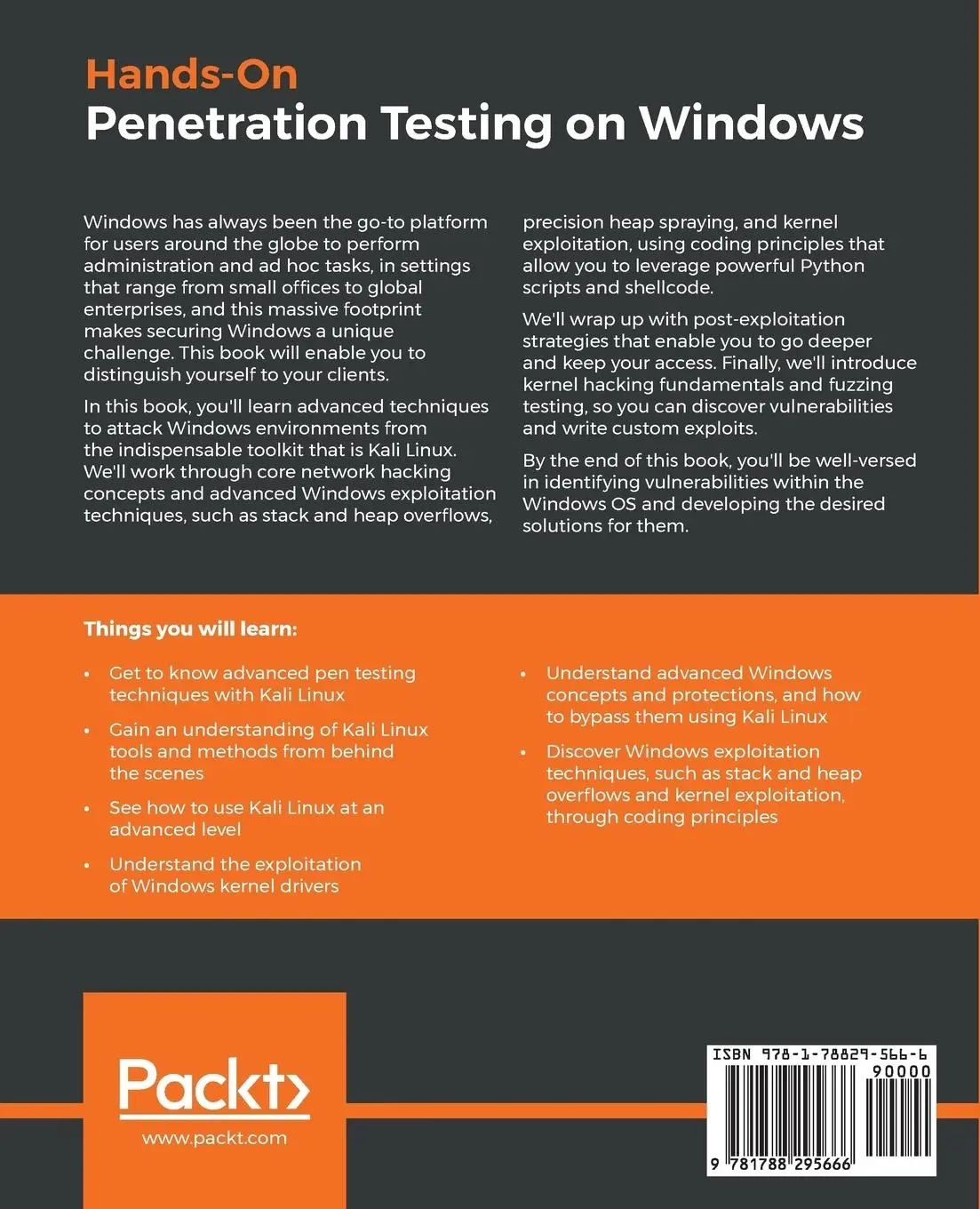 Rückseite: 9781788295666 | Hands-On Penetration Testing on Windows | Phil Bramwell | Taschenbuch