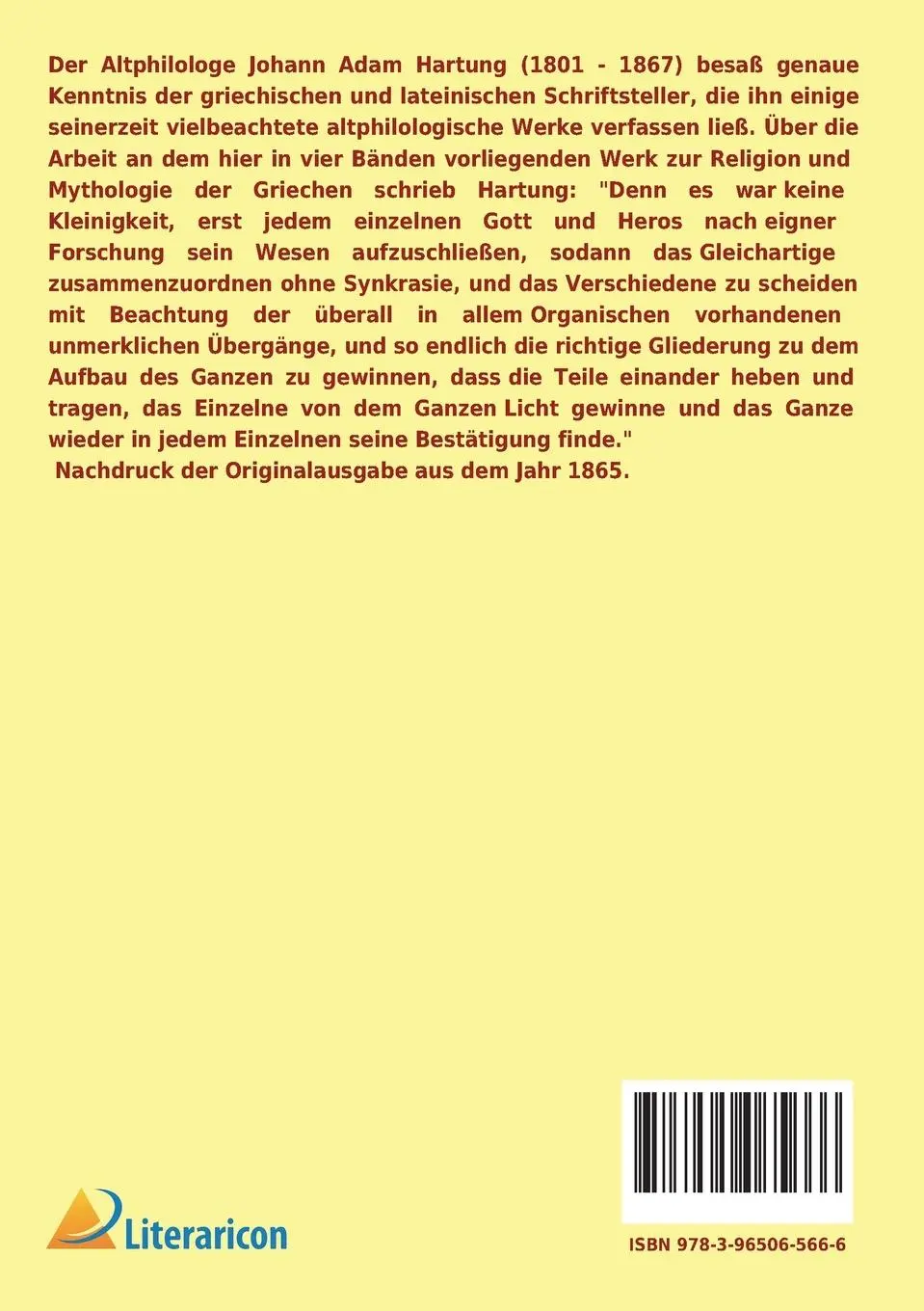 Rückseite: 9783965065666 | Die Religion und Mythologie der Griechen | Johann Adam Hartung | Buch