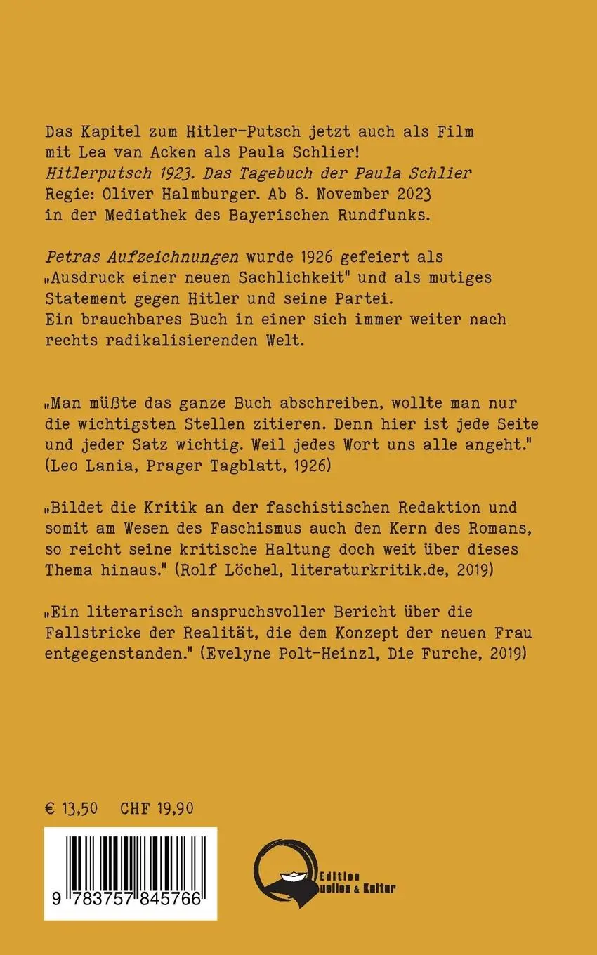Rückseite: 9783757845766 | Petras Aufzeichnungen | Paula Schlier (u. a.) | Taschenbuch | 294 S.