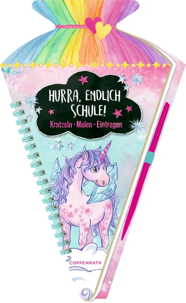 Cover: 4050003945866 | Schultüten-Kratzelbuch - Einhorn-Paradies - Hurra, endlich Schule!