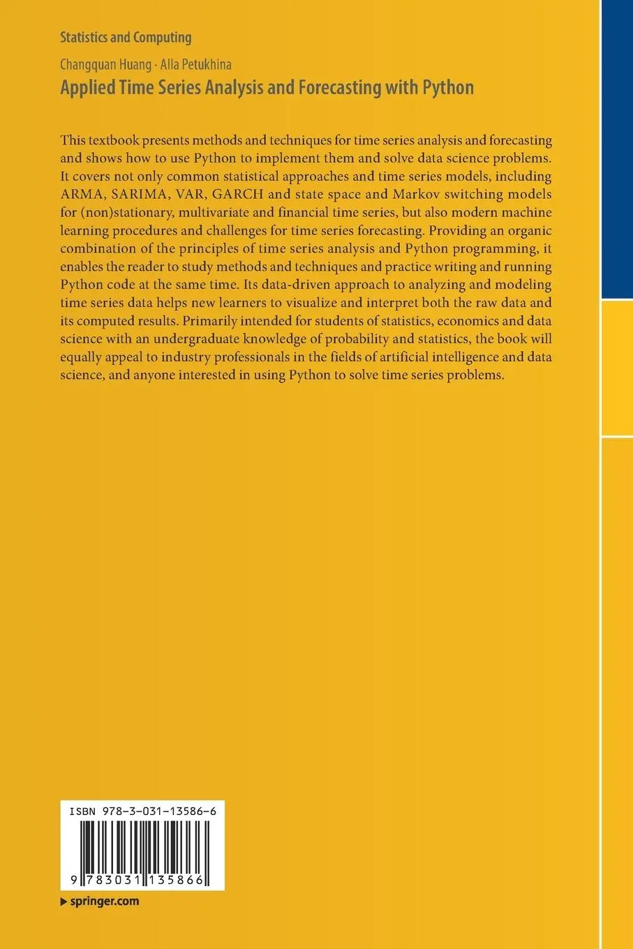 Rückseite: 9783031135866 | Applied Time Series Analysis and Forecasting with Python | Taschenbuch