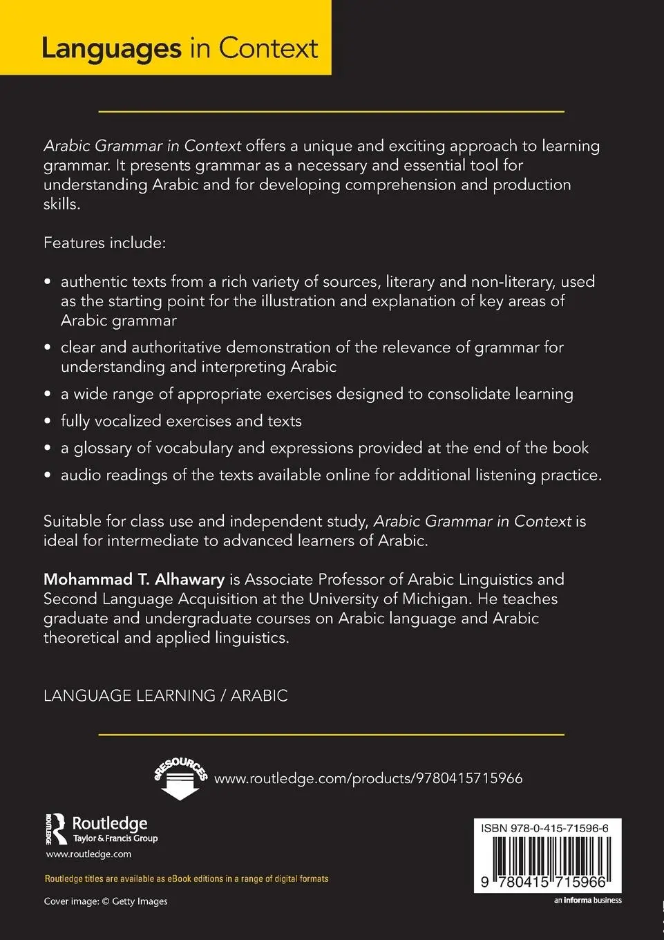 Rückseite: 9780415715966 | Arabic Grammar in Context | Mohammad Alhawary | Taschenbuch | Englisch