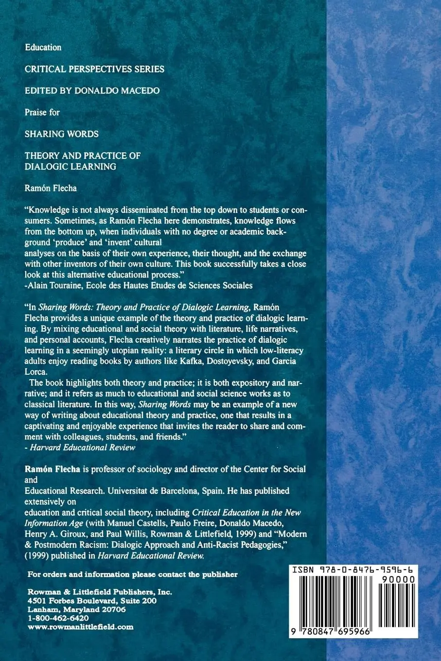 Rückseite: 9780847695966 | Sharing Words | Theory and Practice of Dialogic Learning | Flecha