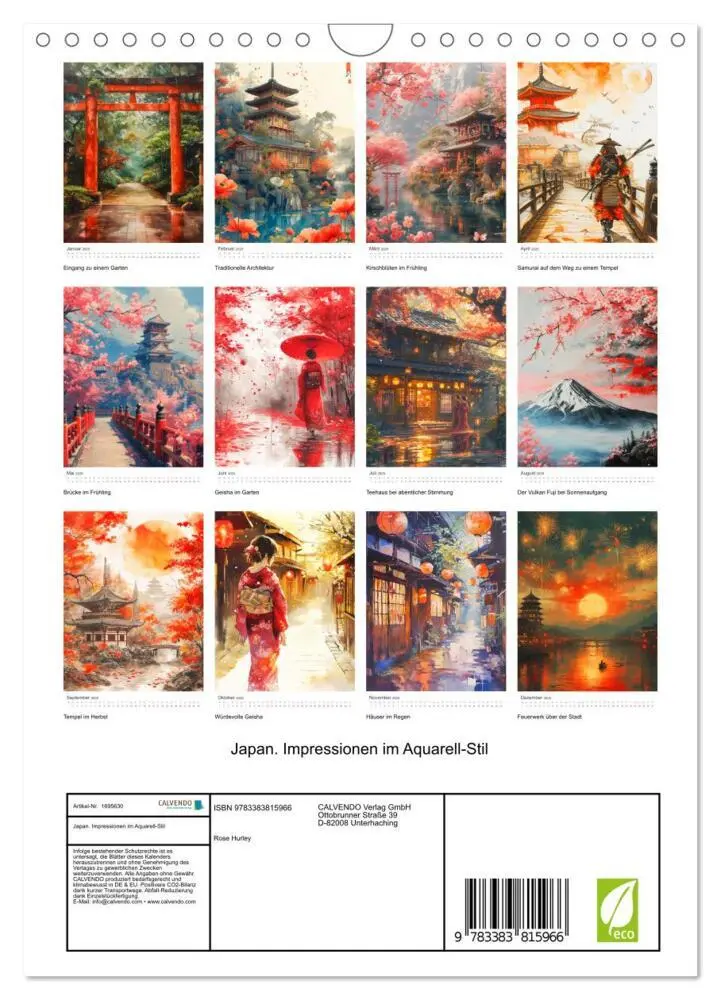 Bild: 9783383815966 | Japan. Impressionen im Aquarell-Stil (Wandkalender 2025 DIN A4...