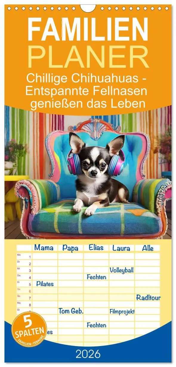 Cover: 9783516495966 | Familienplaner 2026 - Chillige Chihuahuas - Entspannte Fellnasen...