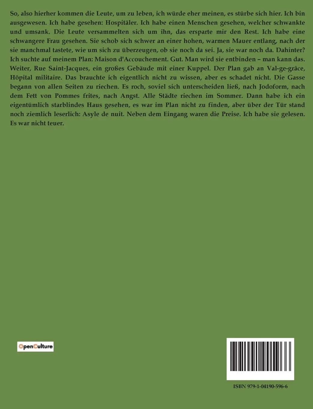 Rückseite: 9791041905966 | Die Aufzeichnungen des Malte Laurids Brigge | Rainer Maria Rilke