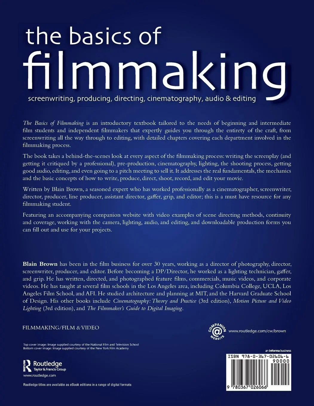 Rückseite: 9780367026066 | The Basics of Filmmaking | Blain Brown | Taschenbuch | Englisch | 2020