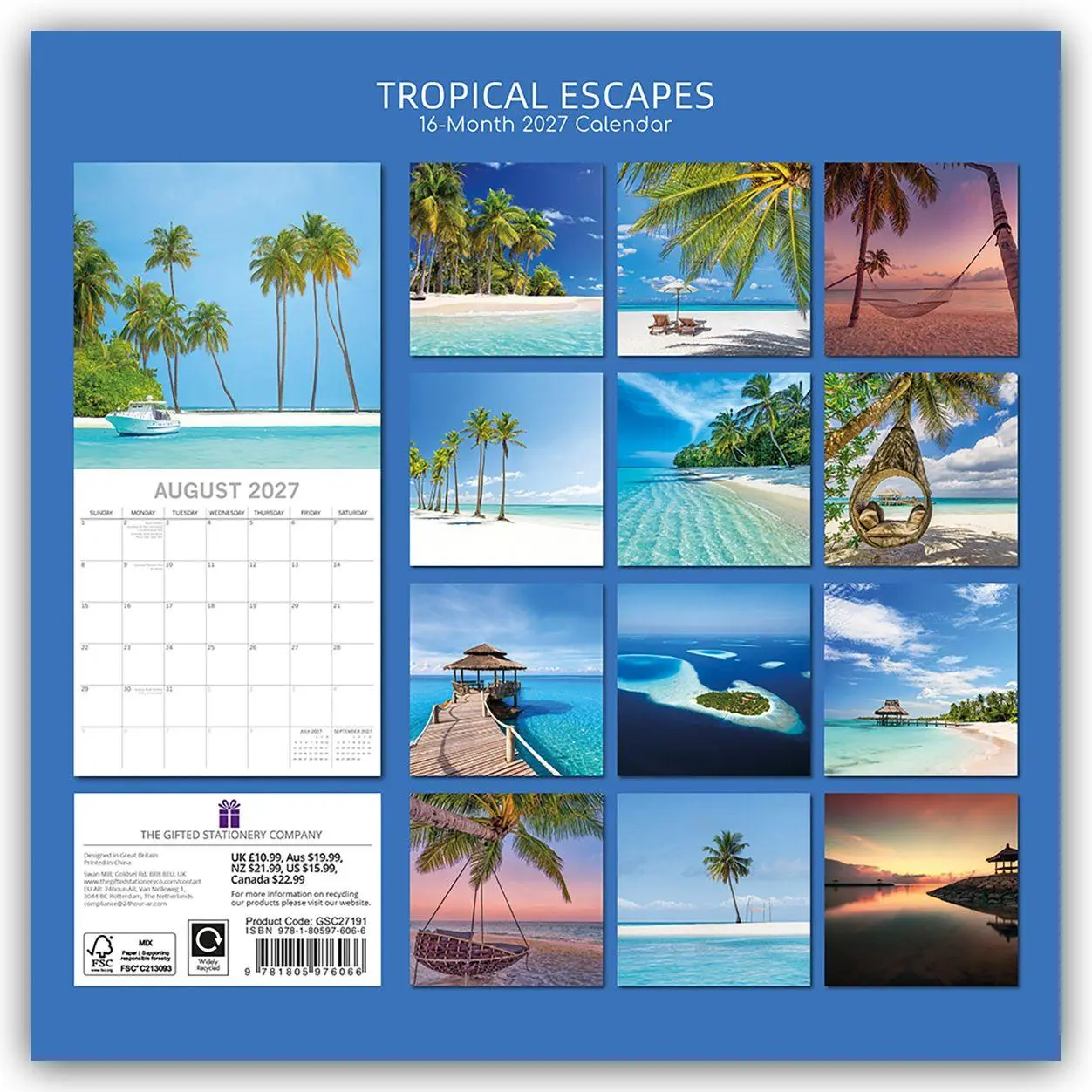 Rückseite: 9781805976066 | Tropical Escapes - Urlaub in den Tropen 2027 - 16-Monatskalender | Ltd
