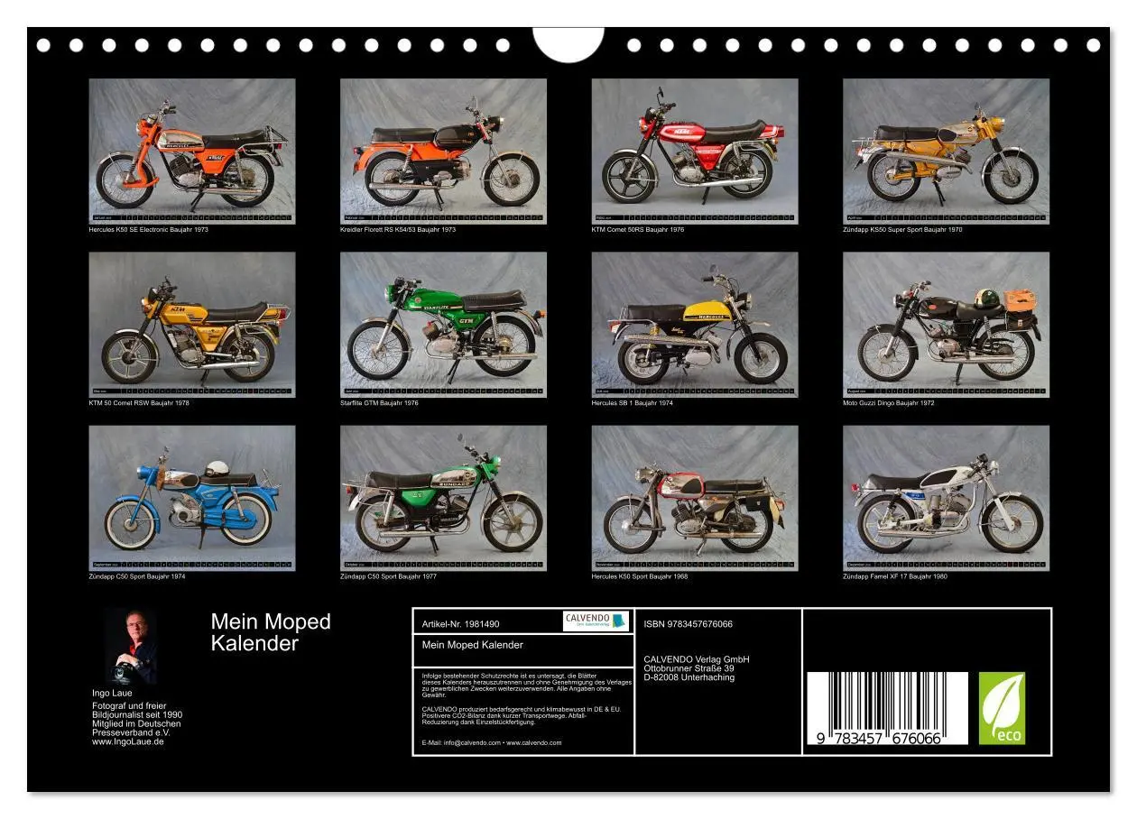 Bild: 9783457676066 | Mein Moped Kalender (Wandkalender 2026 DIN A4 quer), CALVENDO...