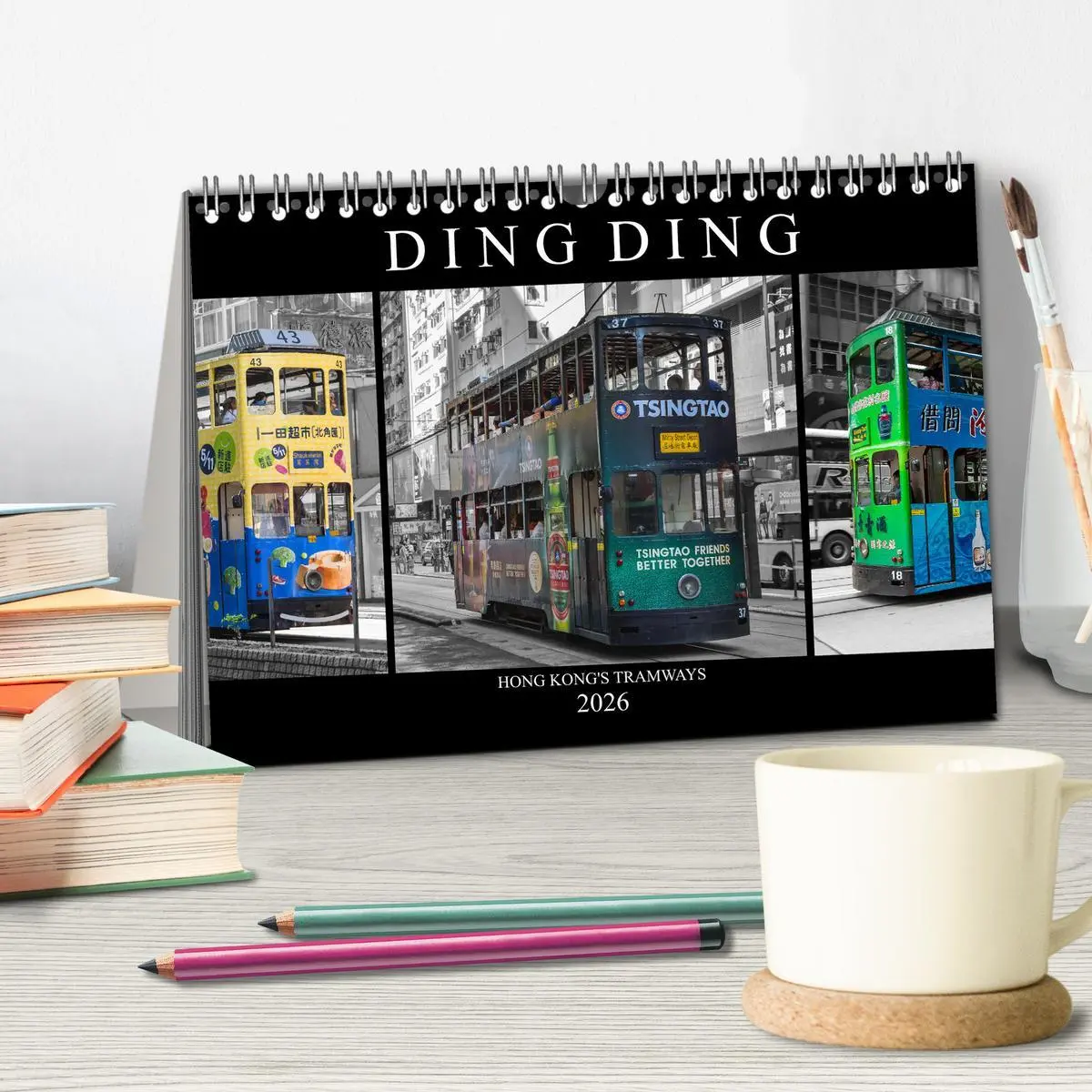 Bild: 9783457746066 | Ding Ding - Hong Kong's Tramways (Tischkalender 2026 DIN A5 quer),...