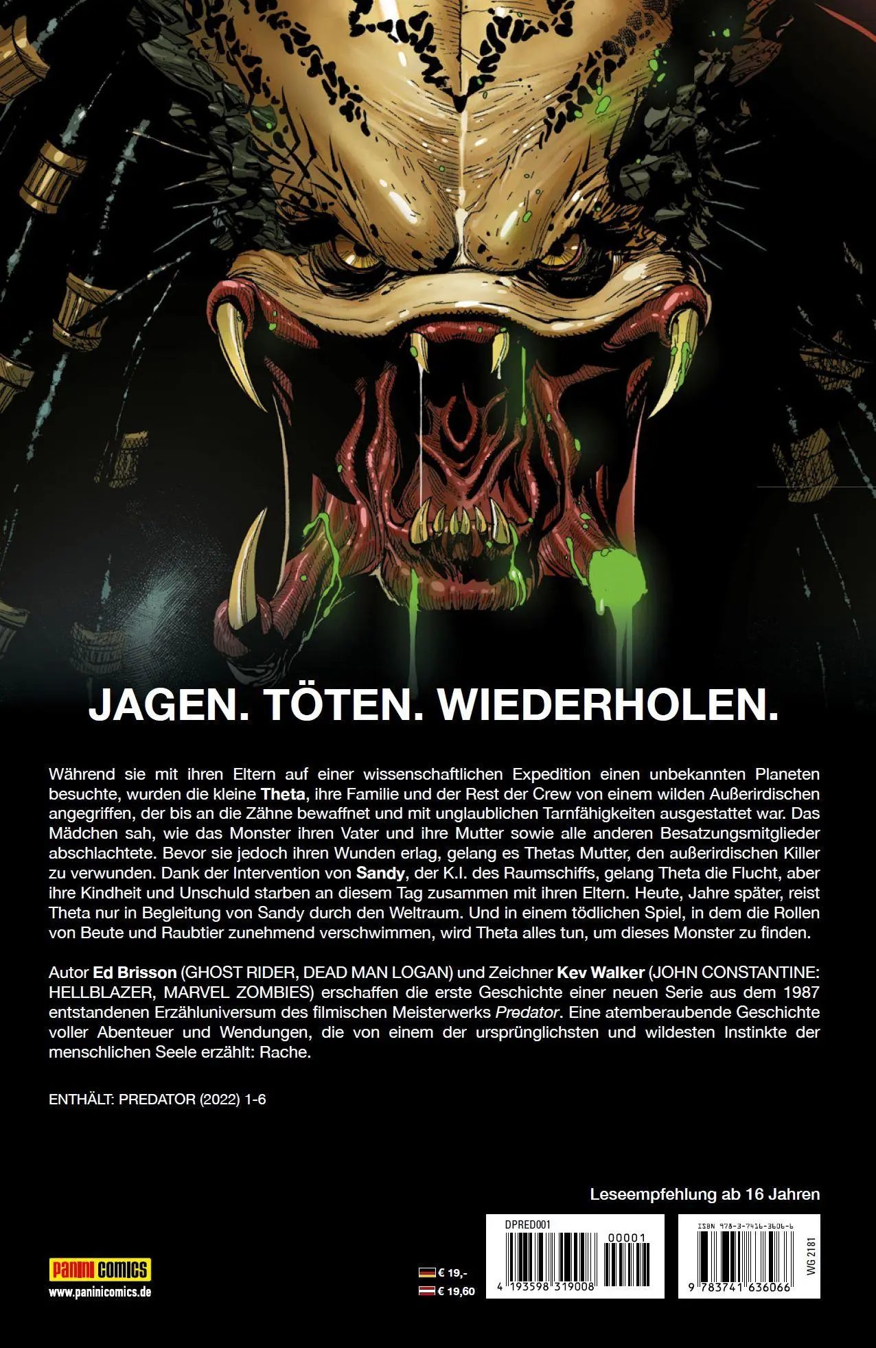 Rückseite: 9783741636066 | Predator | Bd. 1: Tag des Jägers | Ed Brisson (u. a.) | Taschenbuch