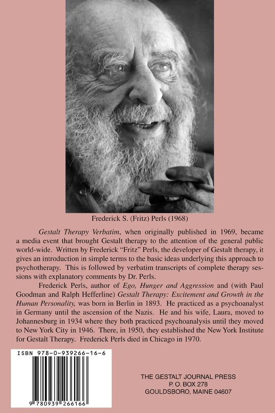 Rückseite: 9780939266166 | Gestalt Therapy Verbatim | Frederick S Perls | Taschenbuch | Englisch