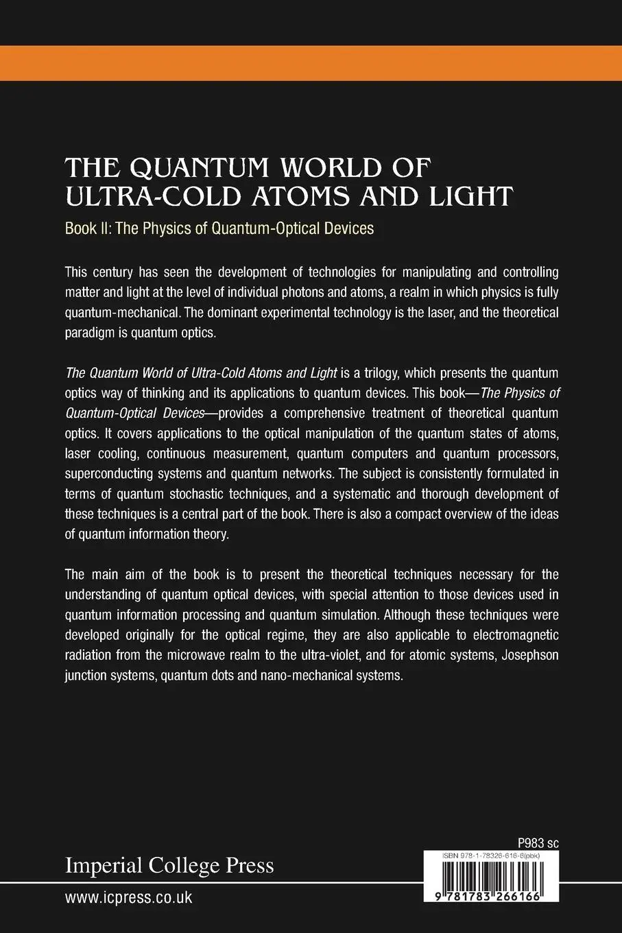 Rückseite: 9781783266166 | QUAN WORLD ULTRA-COLD ATOM | BK II | Crispin Gardiner &amp; Peter Zoller