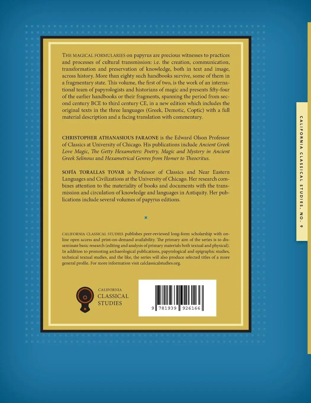 Rückseite: 9781939926166 | Greek and Egyptian Magical Formularies | Text and Translation, Vol. 1