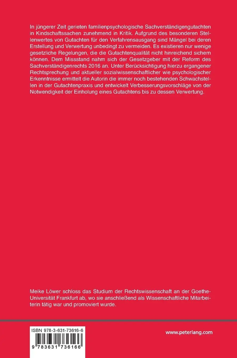 Rückseite: 9783631736166 | Familienpsychologische Sachverständigengutachten in Sorge-,...