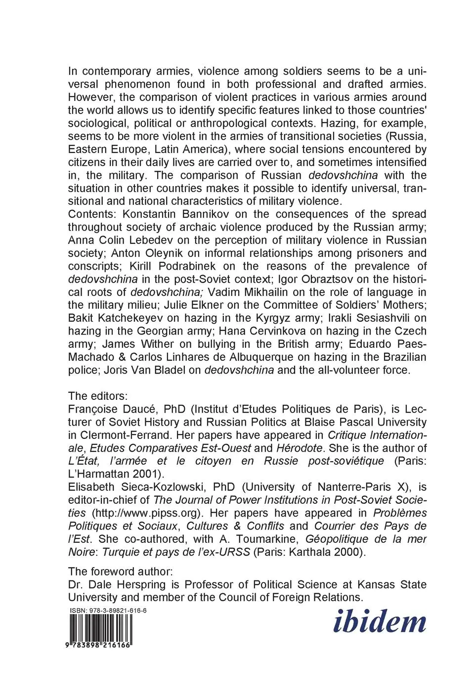 Rückseite: 9783898216166 | Dedovshchina in the Post-Soviet Military. Hazing of Russian Army...