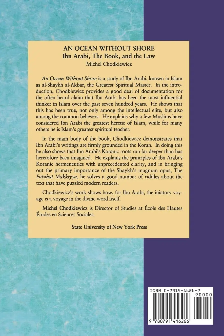 Rückseite: 9780791416266 | An Ocean Without Shore | Ibn Arabi, the Book, and the Law | Buch