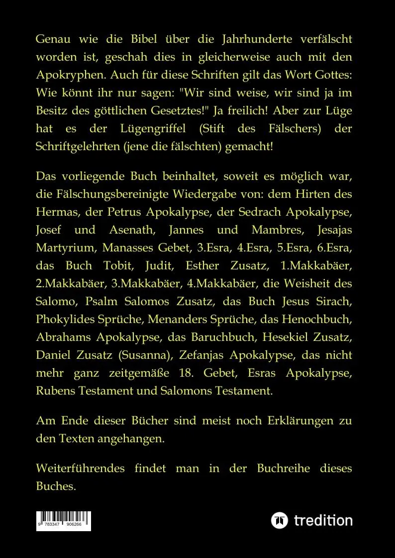 Rückseite: 9783347906266 | 2.Aufl. Apokryphen - Schriften außerhalb der Bibel. | Rießler (u. a.)