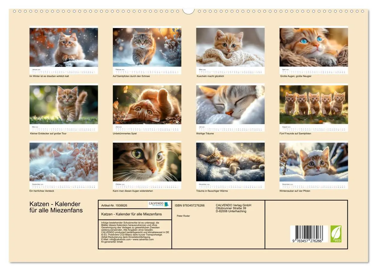 Bild: 9783457276266 | Katzen - Kalender für alle Miezenfans (hochwertiger Premium...