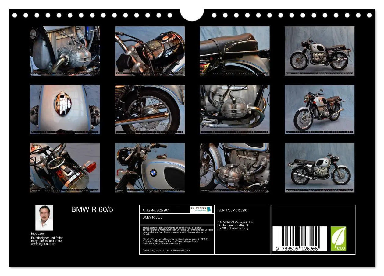 Bild: 9783516126266 | BMW R 60/5 (Wandkalender 2026 DIN A4 quer), CALVENDO Monatskalender