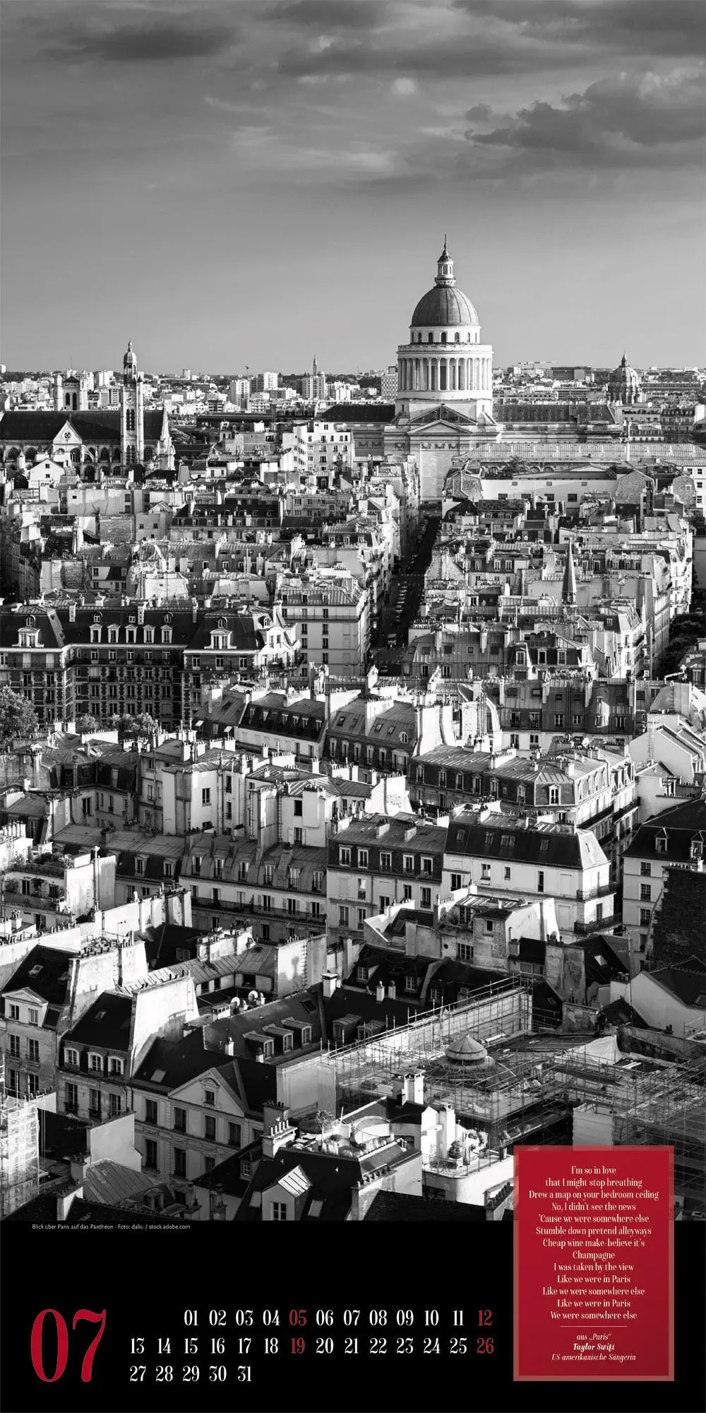 Bild: 9783838426266 | Paris, je t'aime Literatur-Kalender 2026 | Ackermann Kunstverlag GmbH