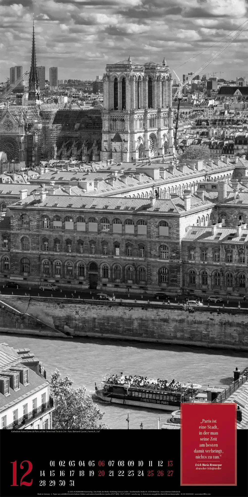 Bild: 9783838426266 | Paris, je t'aime Literatur-Kalender 2026 | Ackermann Kunstverlag GmbH