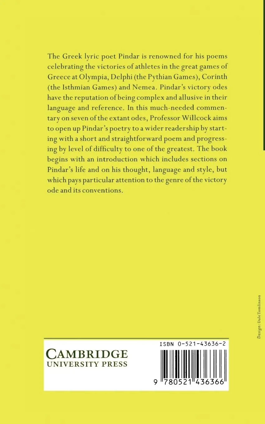 Rückseite: 9780521436366 | Pindar | M. M. Willcock (u. a.) | Taschenbuch | Englisch | 2002