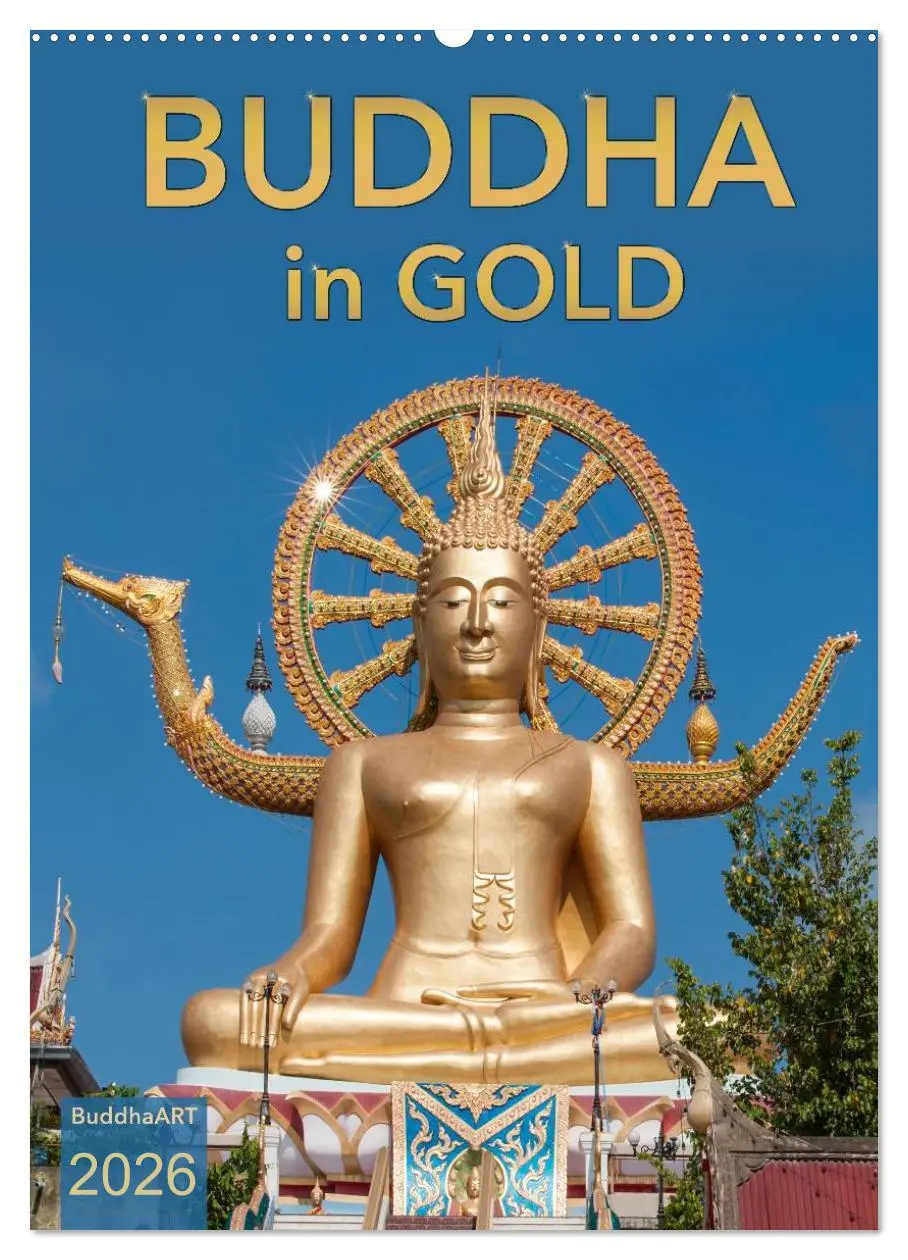Cover: 9783516426366 | BUDDHA in GOLD (Wandkalender 2026 DIN A2 hoch), CALVENDO...