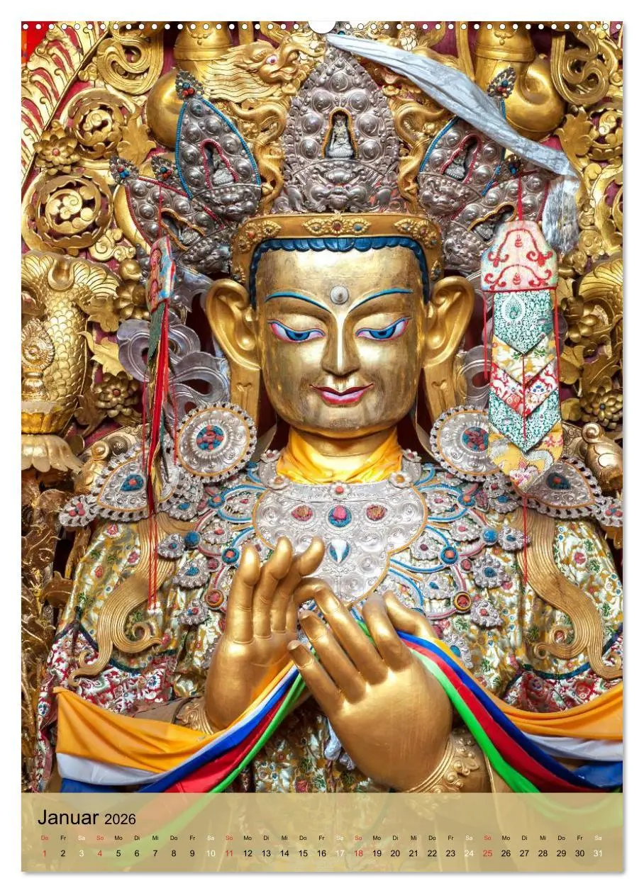 Bild: 9783516426366 | BUDDHA in GOLD (Wandkalender 2026 DIN A2 hoch), CALVENDO...