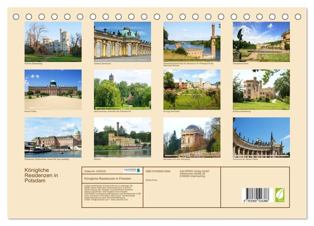 Bild: 9783569516366 | Königliche Residenzen in Potsdam (Tischkalender 2027 DIN A5 quer),...