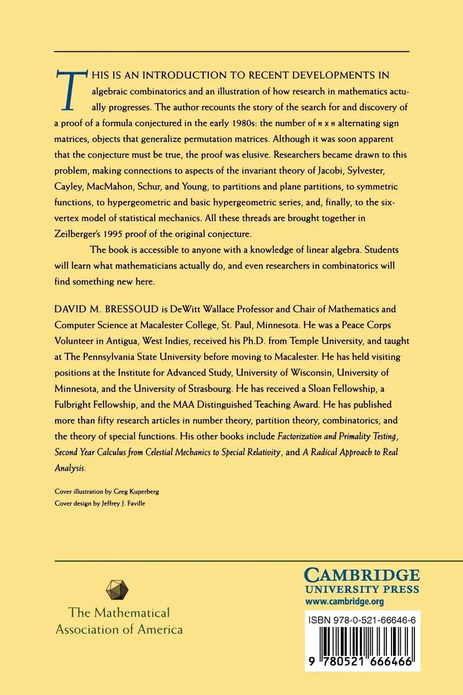 Rückseite: 9780521666466 | Proofs and Confirmations | David M. Bressoud | Taschenbuch | Englisch