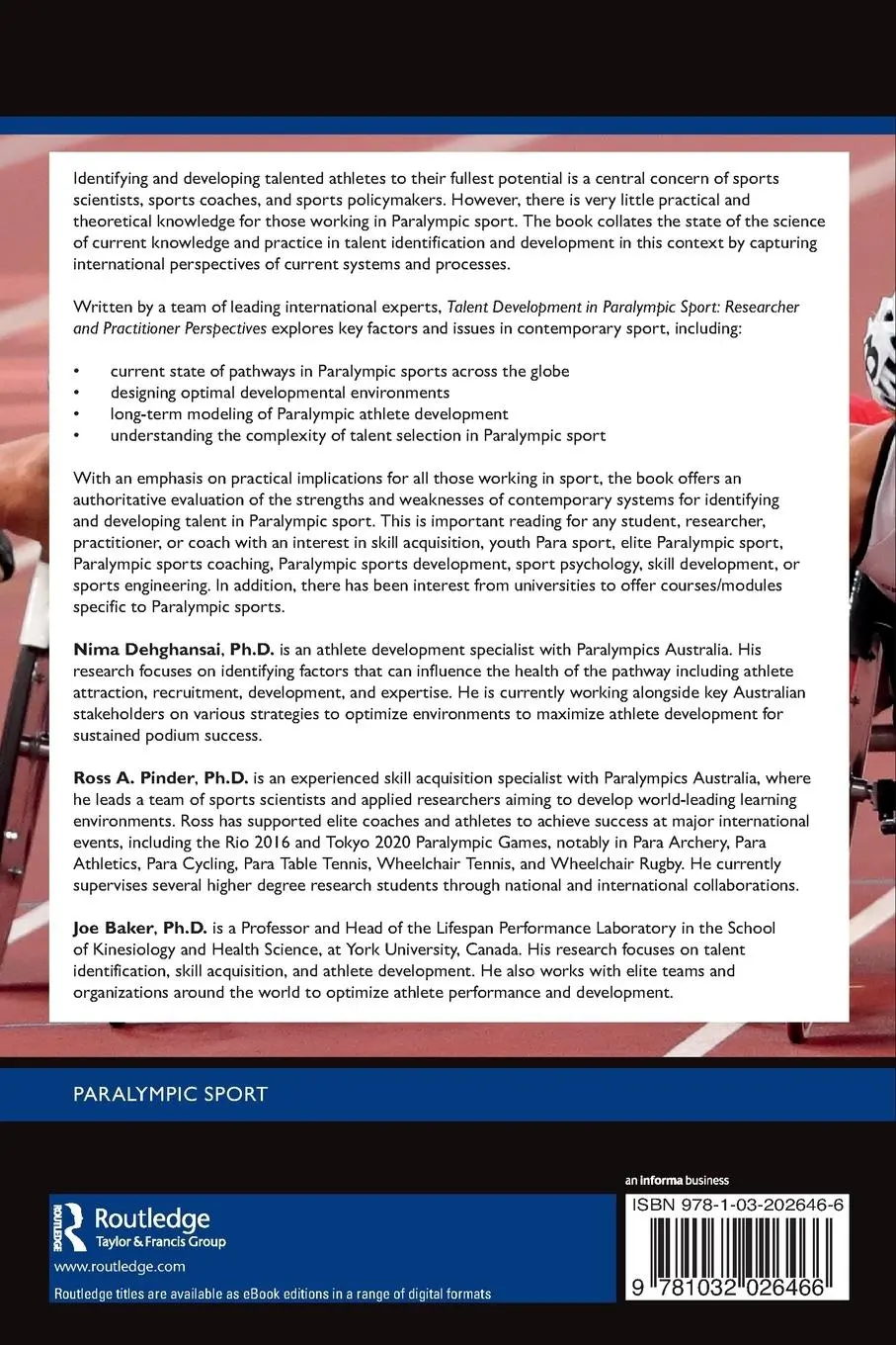 Rückseite: 9781032026466 | Talent Development in Paralympic Sport | Nima Dehghansai (u. a.)