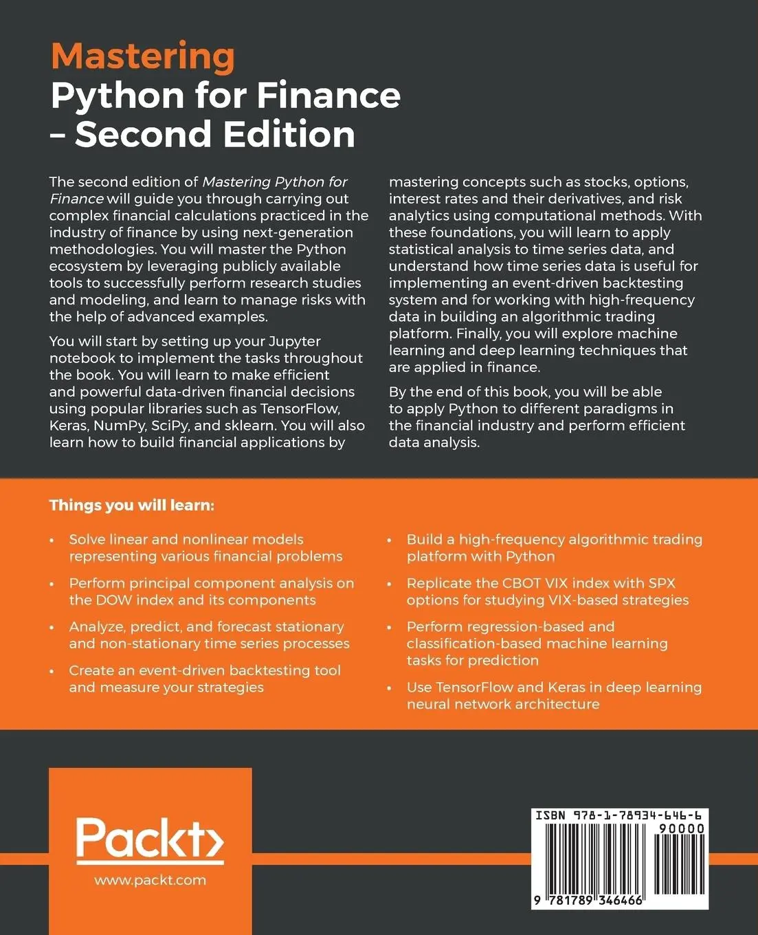 Rückseite: 9781789346466 | Mastering Python for Finance - Second Edition | James Ma Weiming