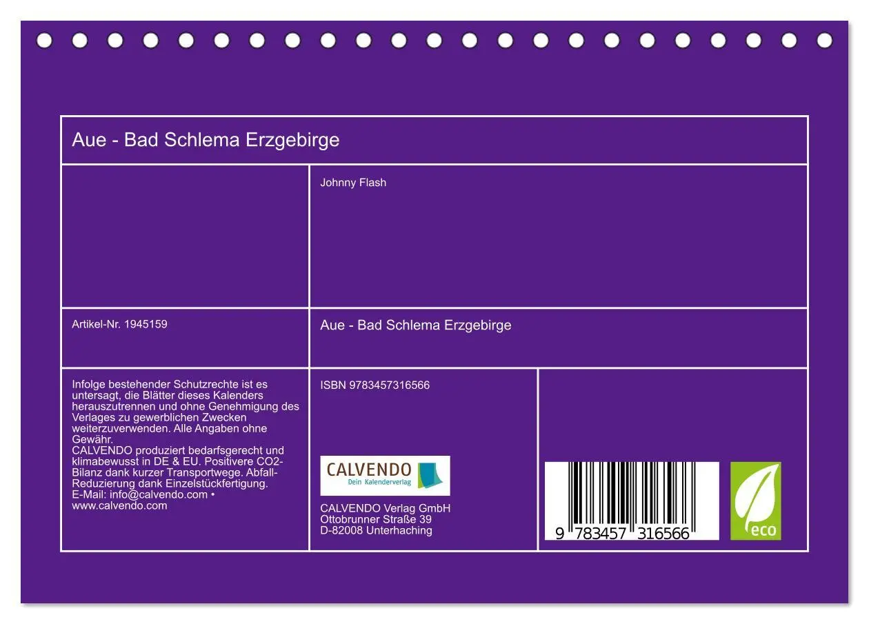 Bild: 9783457316566 | Aue - Bad Schlema Erzgebirge (Tischkalender 2026 DIN A5 quer),...