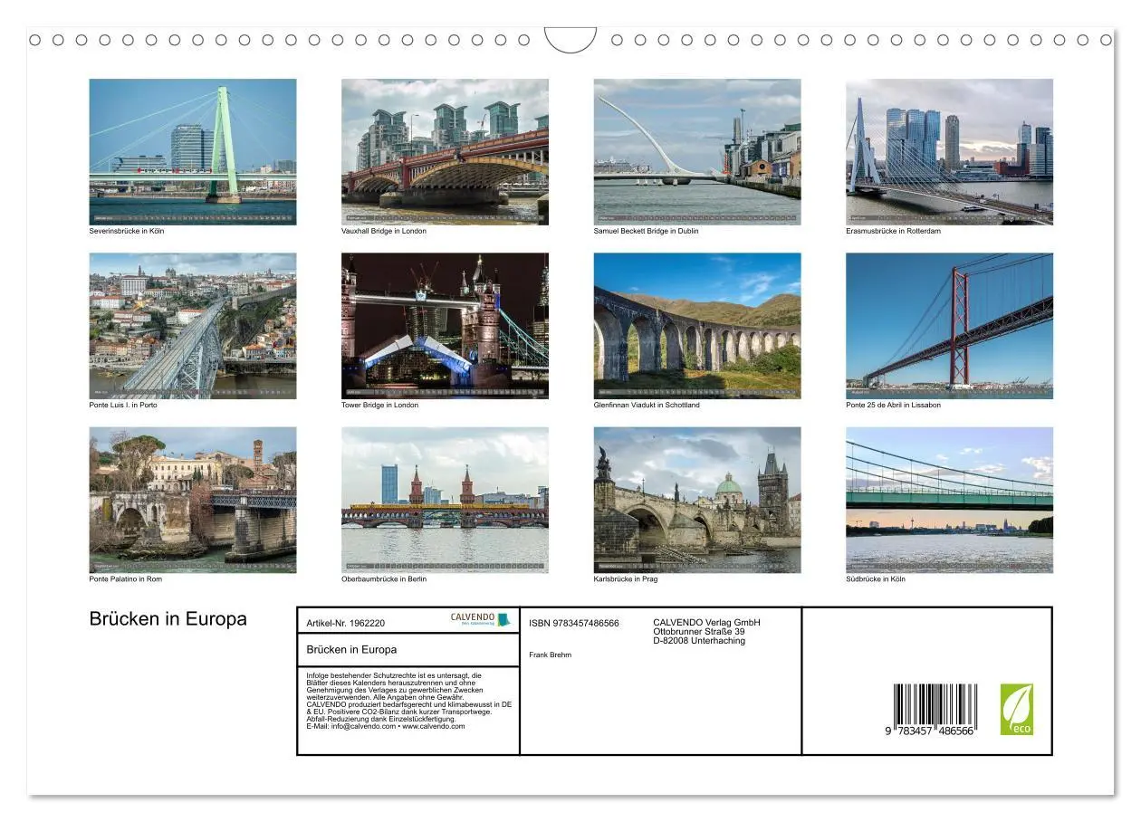 Bild: 9783457486566 | Brücken in Europa (Wandkalender 2026 DIN A3 quer), CALVENDO...