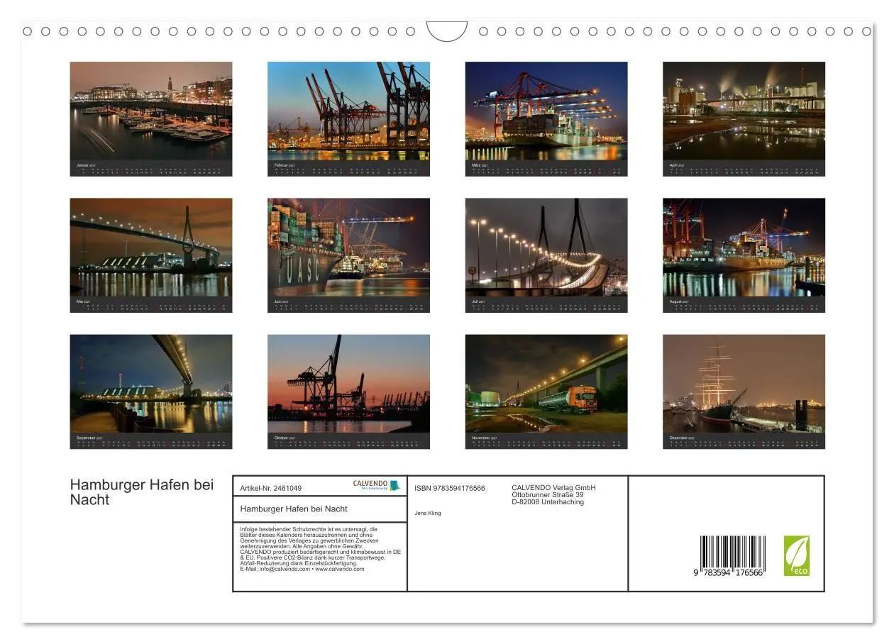 Bild: 9783594176566 | Hamburger Hafen bei Nacht (Wandkalender 2027 DIN A3 quer), CALVENDO...