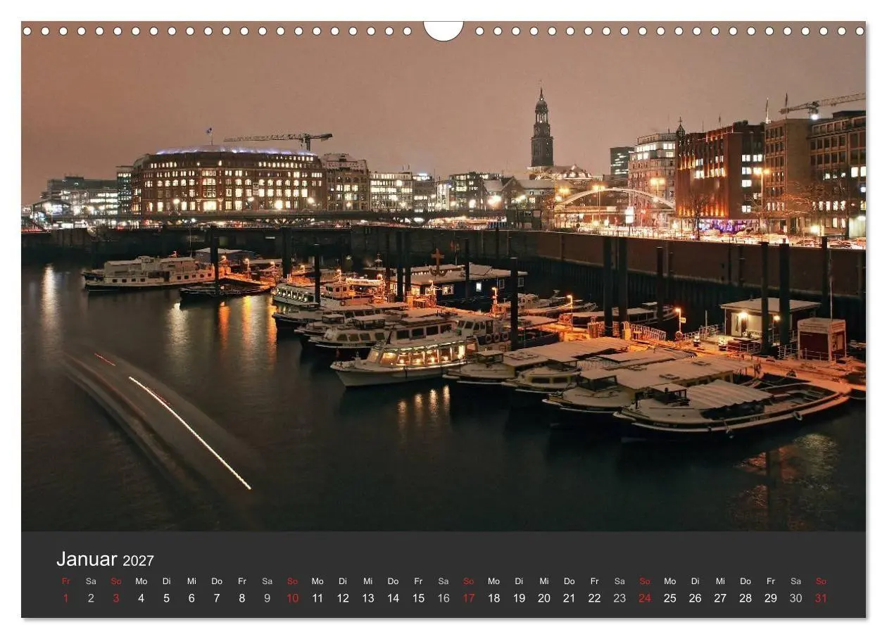 Bild: 9783594176566 | Hamburger Hafen bei Nacht (Wandkalender 2027 DIN A3 quer), CALVENDO...