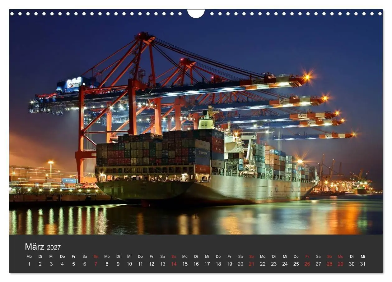 Bild: 9783594176566 | Hamburger Hafen bei Nacht (Wandkalender 2027 DIN A3 quer), CALVENDO...