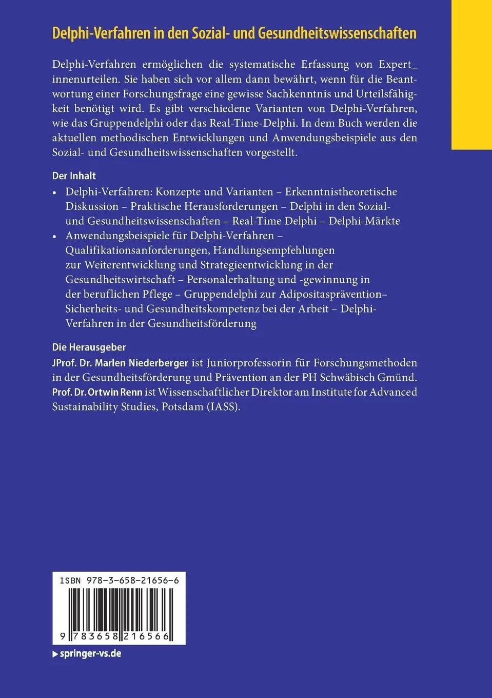 Rückseite: 9783658216566 | Delphi-Verfahren in den Sozial- und Gesundheitswissenschaften | Buch