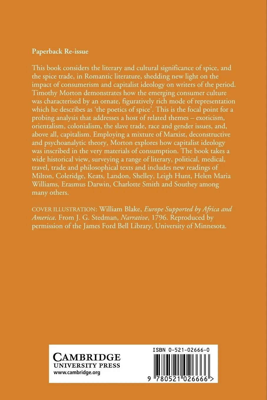 Rückseite: 9780521026666 | The Poetics of Spice | Romantic Consumerism and the Exotic | Buch