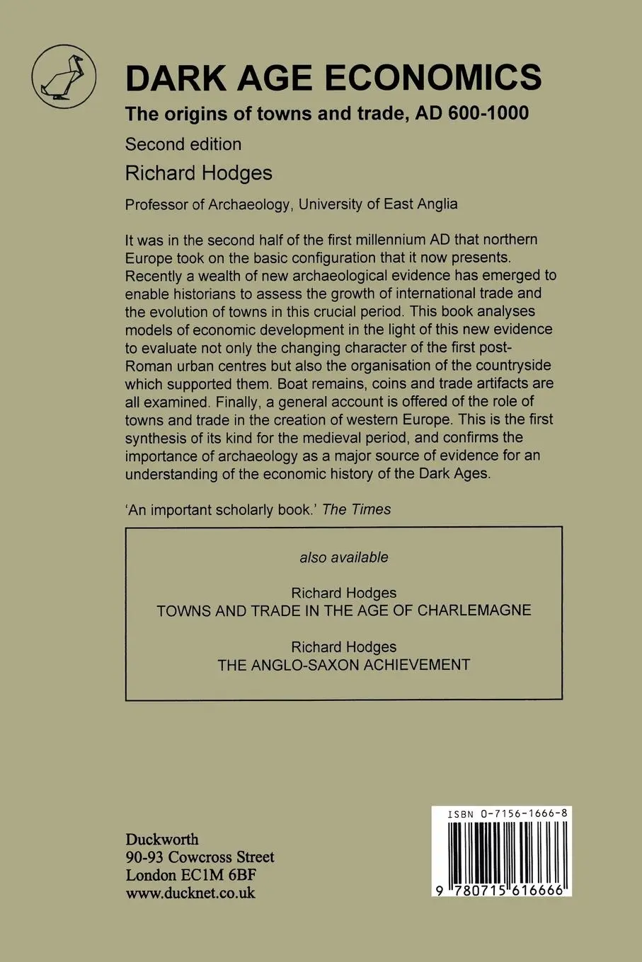 Rückseite: 9780715616666 | Dark Age Economics | The Origins of Towns and Trade, A.D. 600-1000