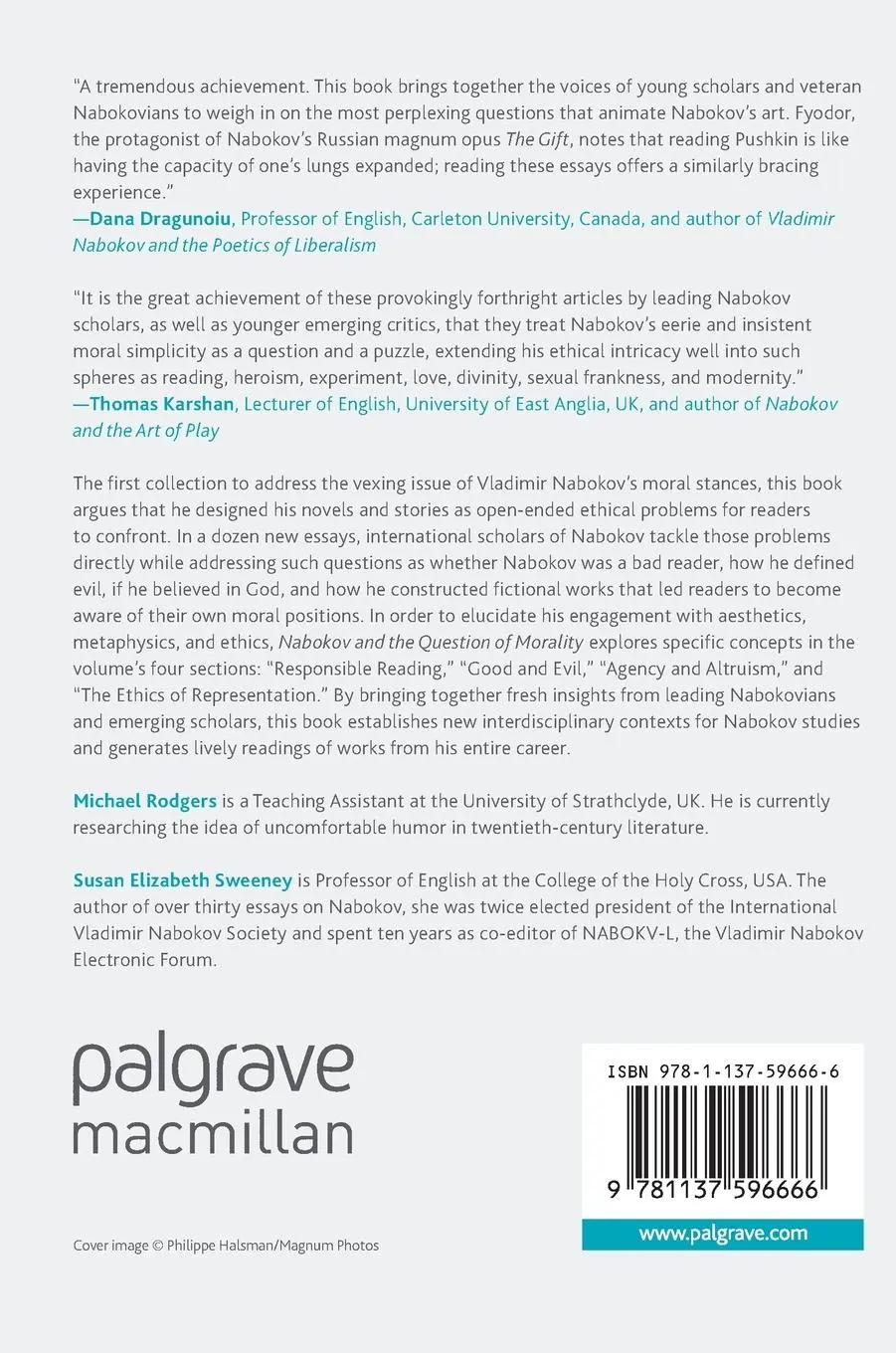 Rückseite: 9781137596666 | Nabokov and the Question of Morality | Susan Elizabeth Sweeney (u. a.)