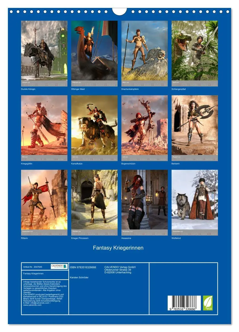 Bild: 9783516326666 | Fantasy Kriegerinnen (Wandkalender 2026 DIN A3 hoch), CALVENDO...