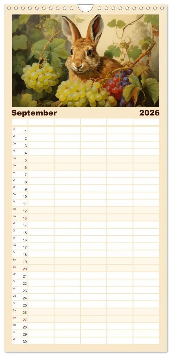 Bild: 9783516496666 | Familienplaner 2026 - Hasenliebe mit 5 Spalten (Wandkalender, 21 x...